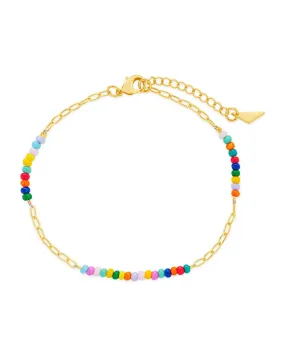 Iridiana Rainbow Beaded Anklet