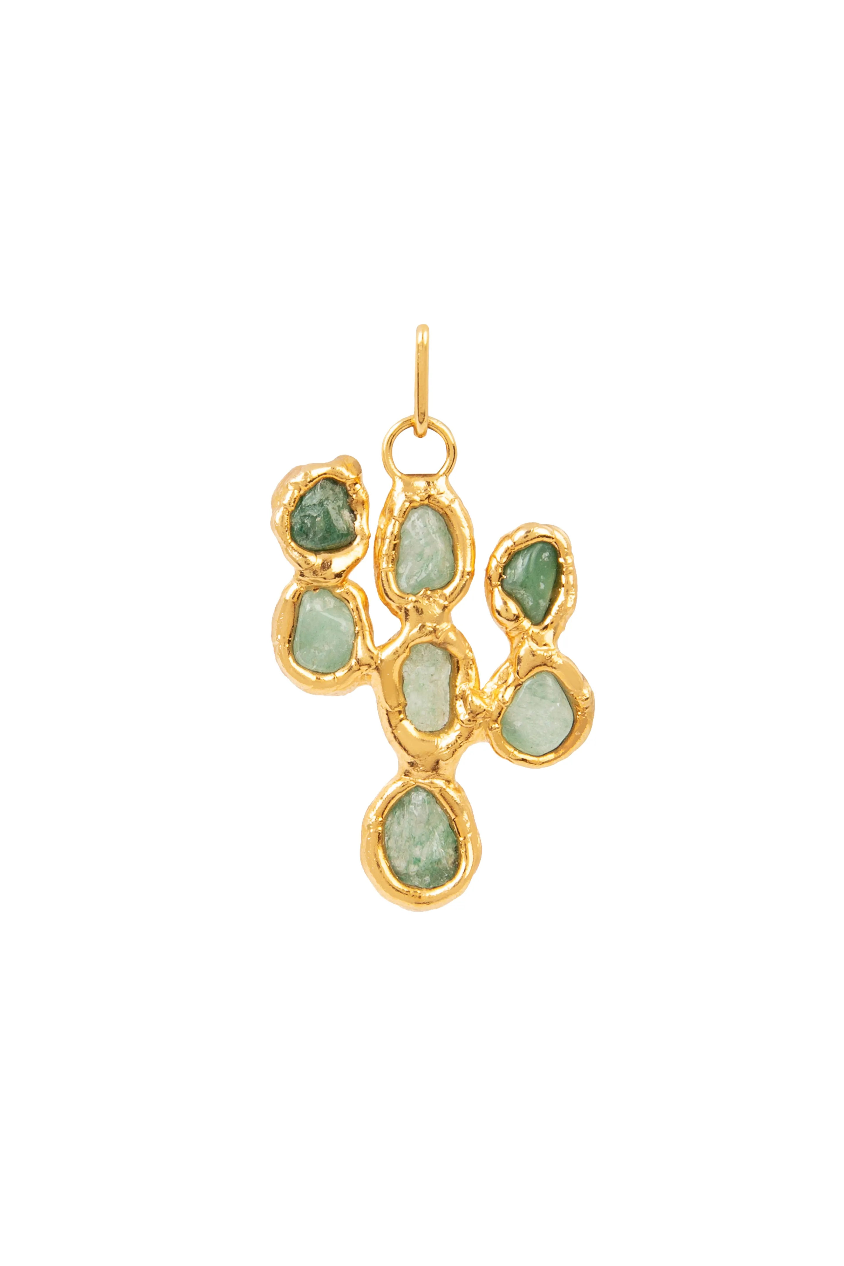 Jade Cactus Charm in Gold