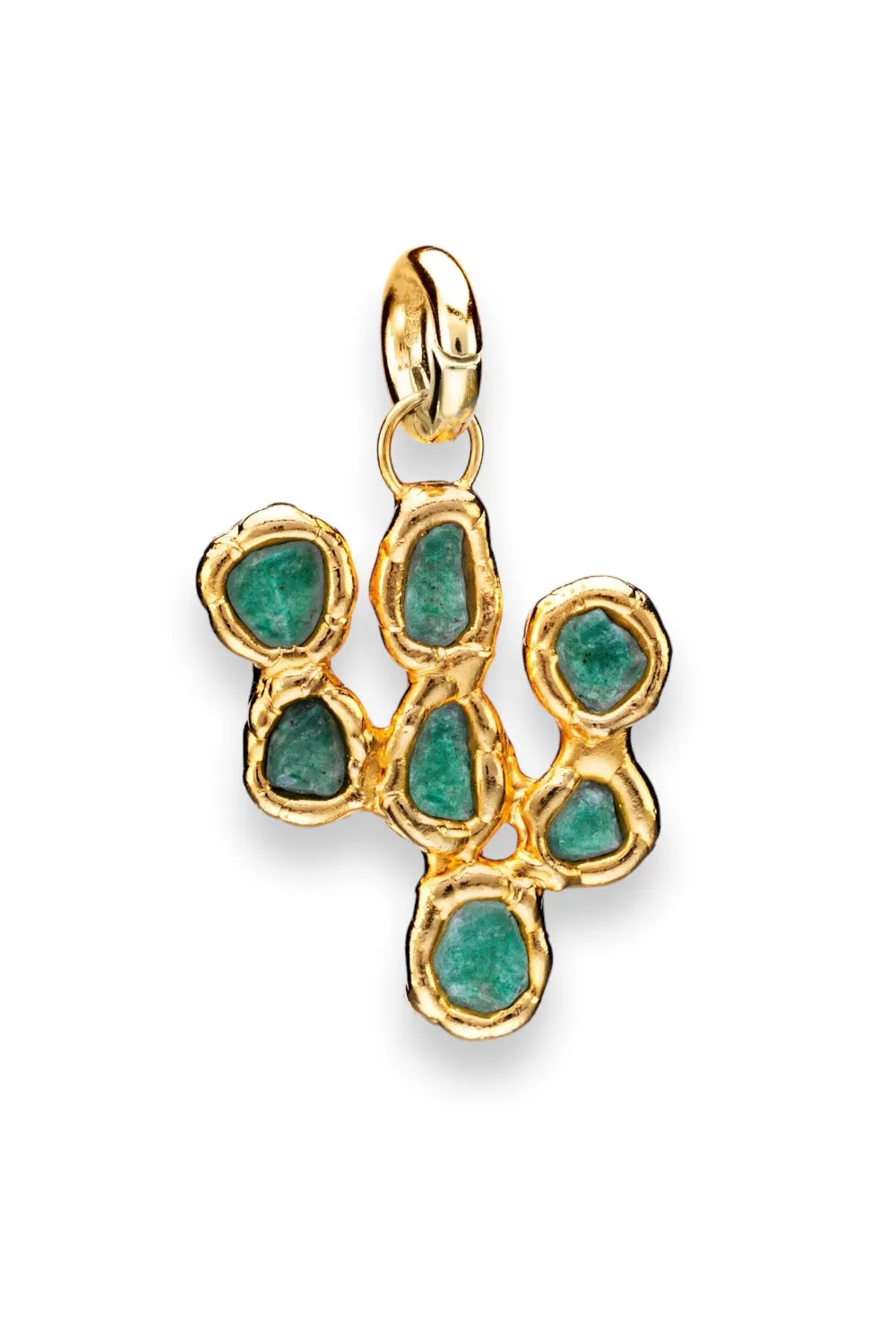 Jade Cactus Charm in Gold