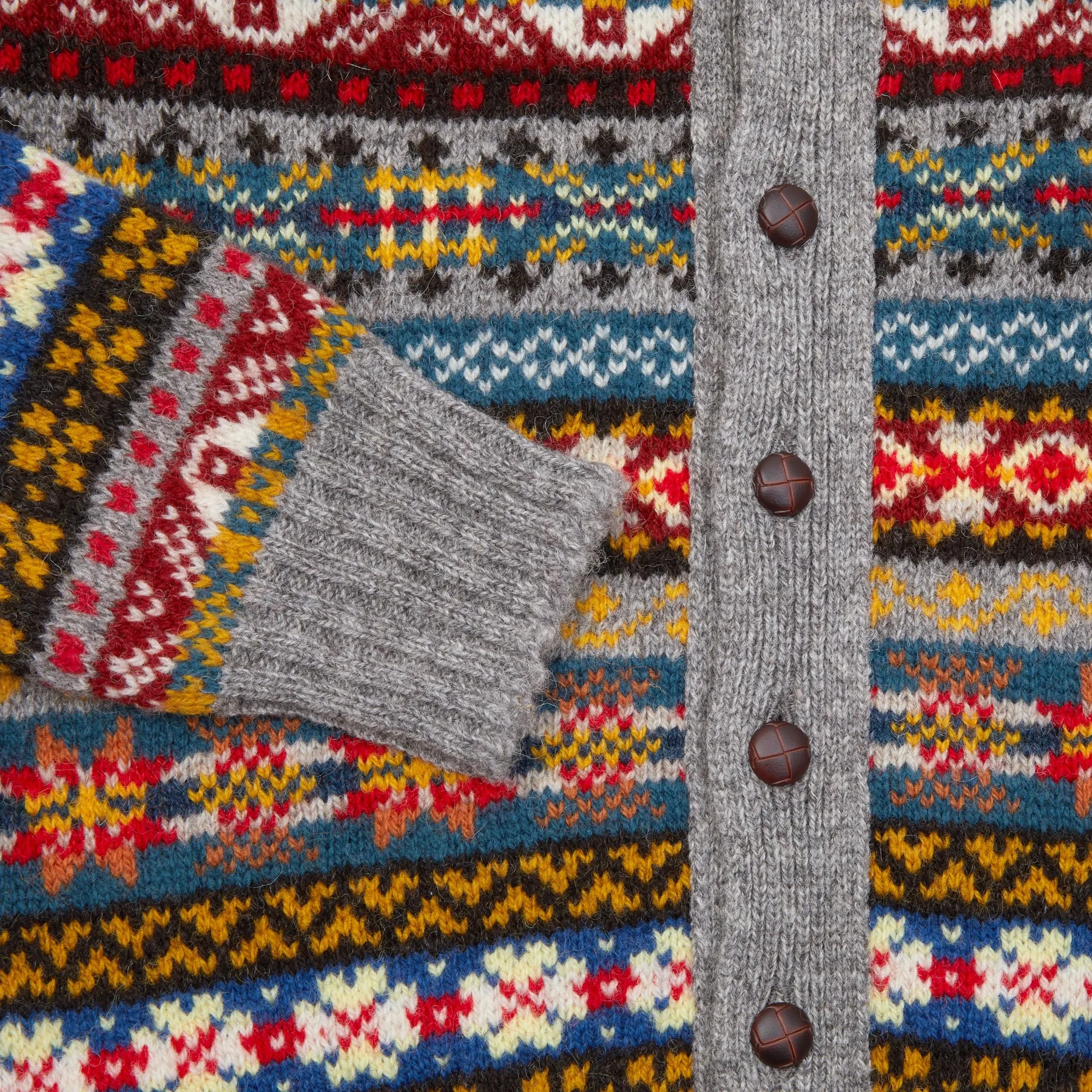 Jamieson's Fair Isle Cardigan in Silver