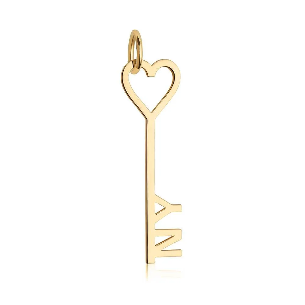 Key & Heart Charm New York City Solid Gold