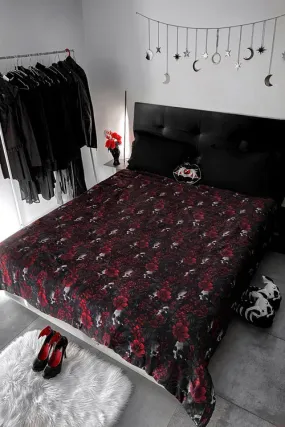 Killstar Beastie Bloom Microfibre Comforter Quilt Skulls and Flowers