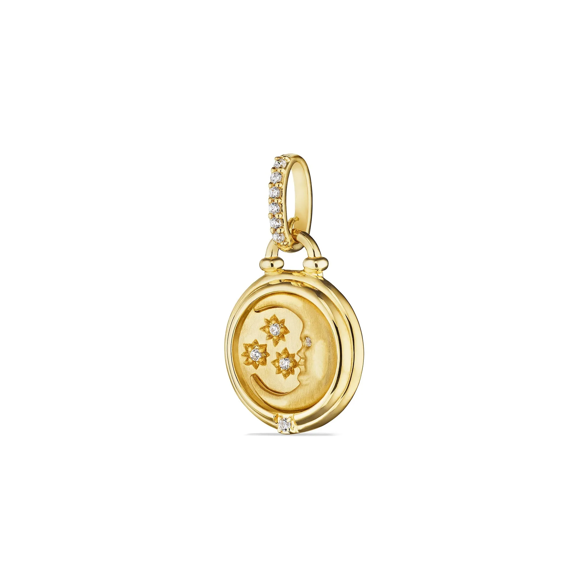 Little Luxuries Moon and Stars Medallion with Diamonds in 18K