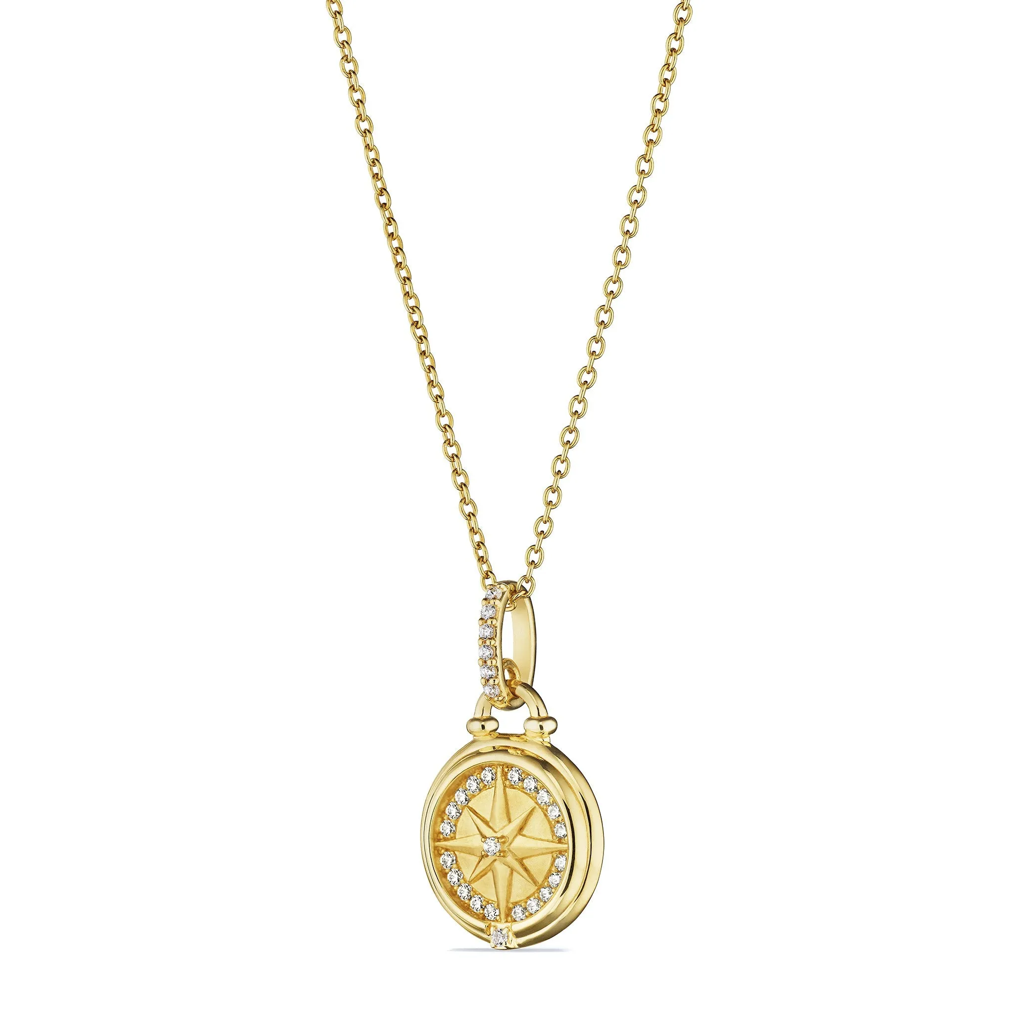 Little Luxuries North Star Medallion Necklace with Diamonds in 18K