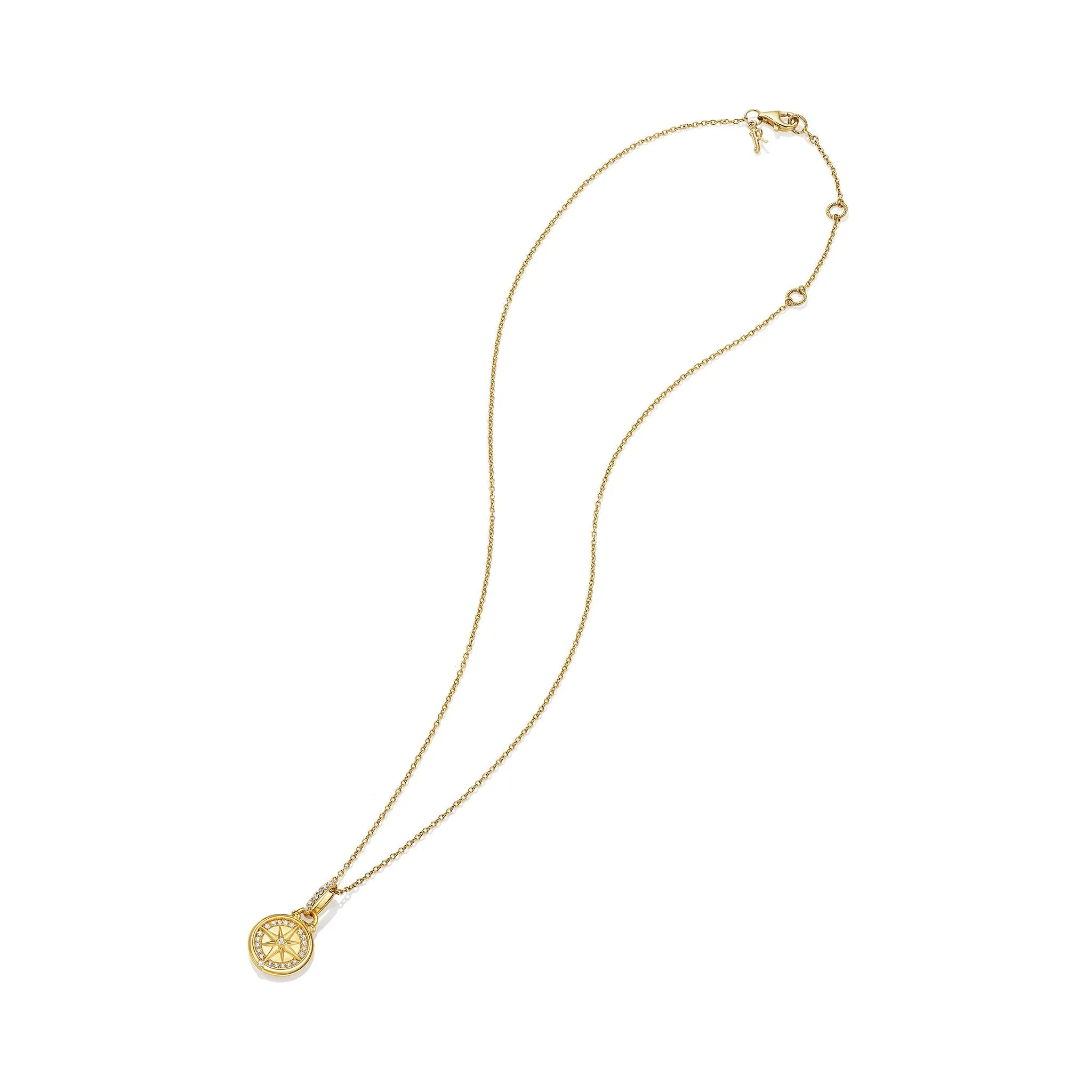 Little Luxuries North Star Medallion Necklace with Diamonds in 18K