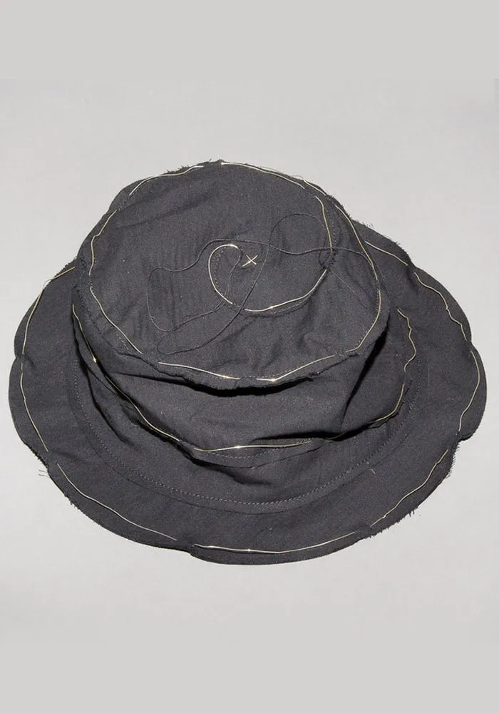 m.a  by Maurizio Amadei SMALL SPIRAL HAT BLACK w/SILVER DETAIL