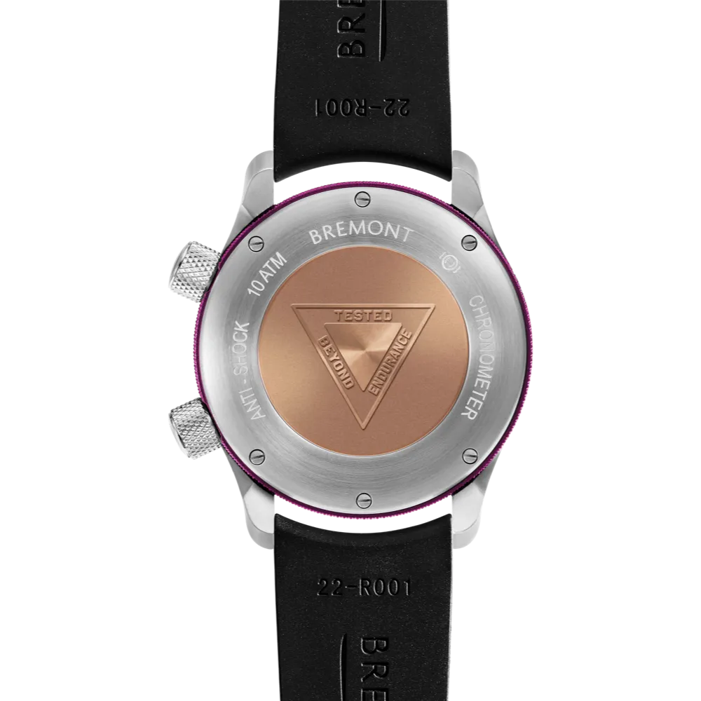 MBII Custom Stainless Steel, White Dial with Purple Barrel & Closed Case Back