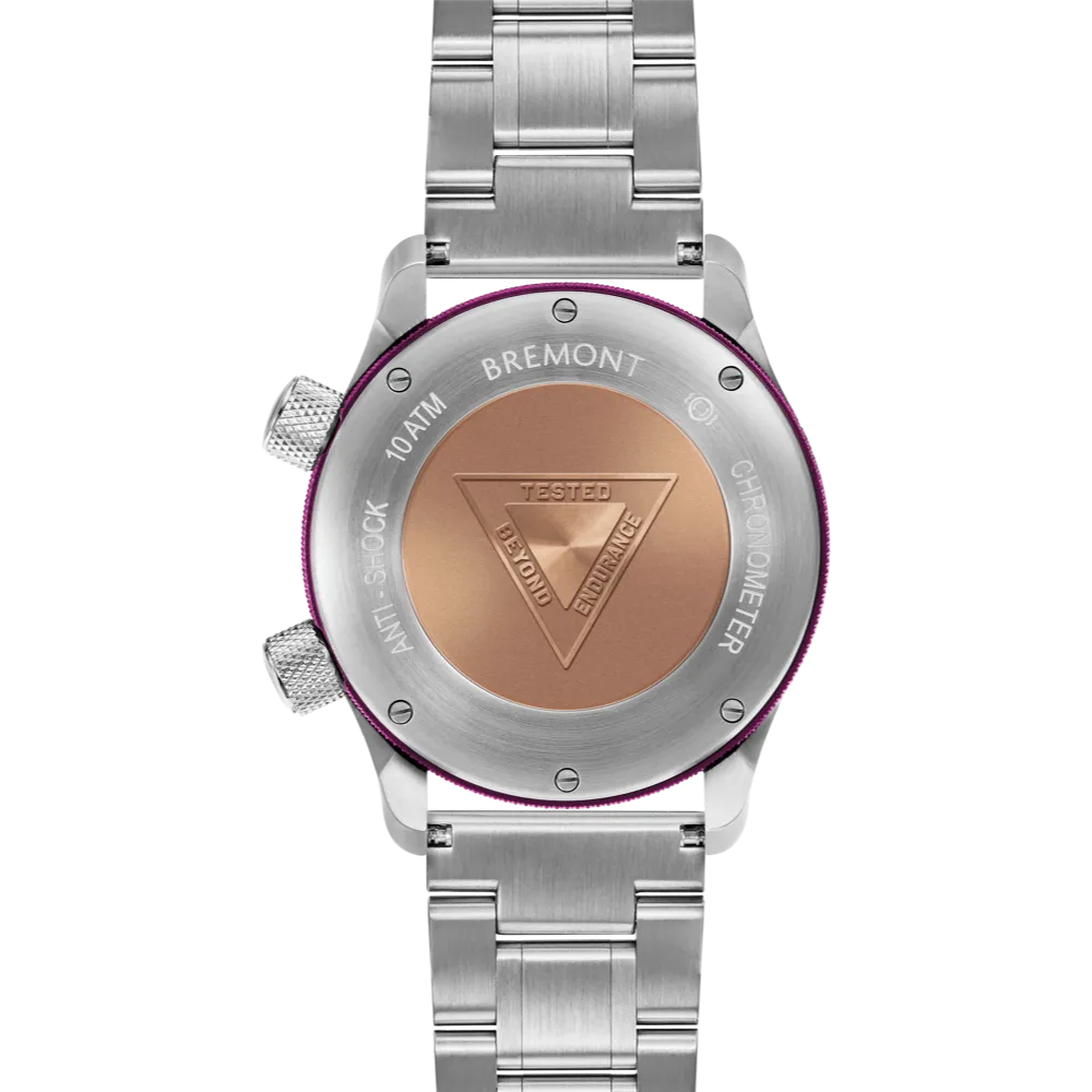 MBII Custom Stainless Steel, White Dial with Purple Barrel & Closed Case Back