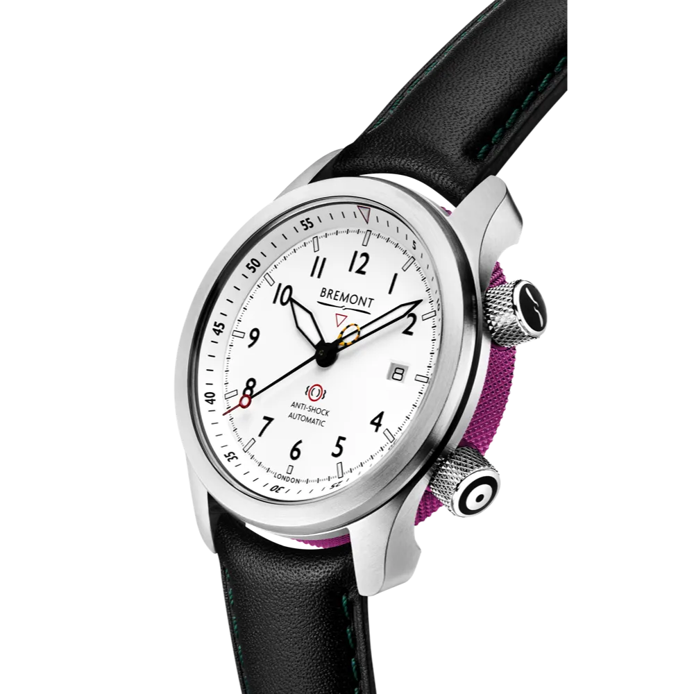 MBII Custom Stainless Steel, White Dial with Purple Barrel & Closed Case Back