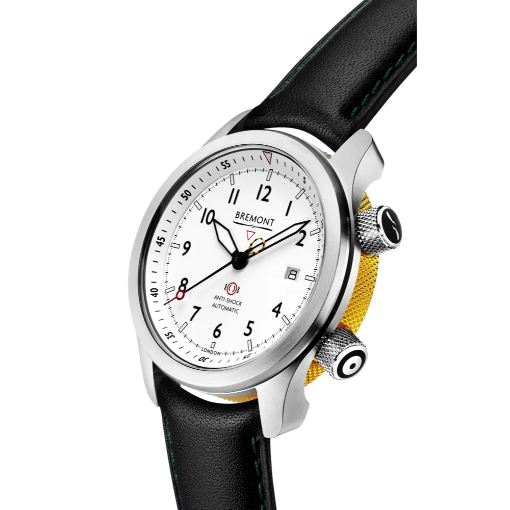 MBII Custom Stainless Steel, White Dial with Yellow Barrel & Open Case Back