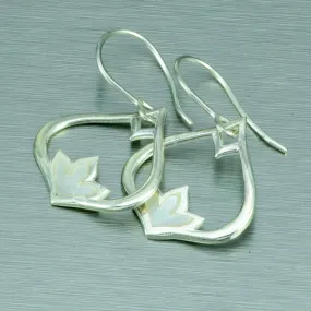 Mother of pearl, lotus flower delicate silver earrings