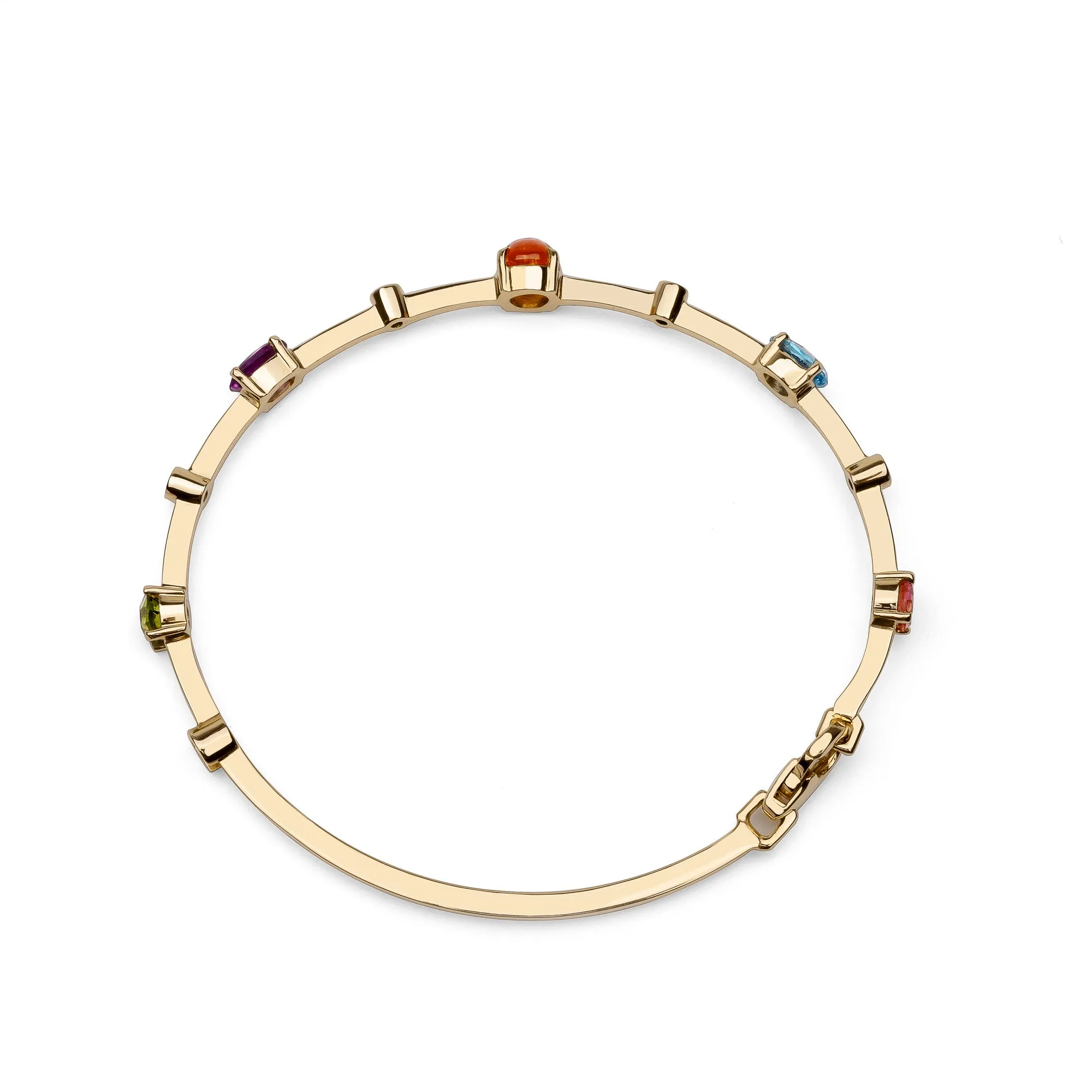 Multi coloured gemstones 18k yellow gold bracelet