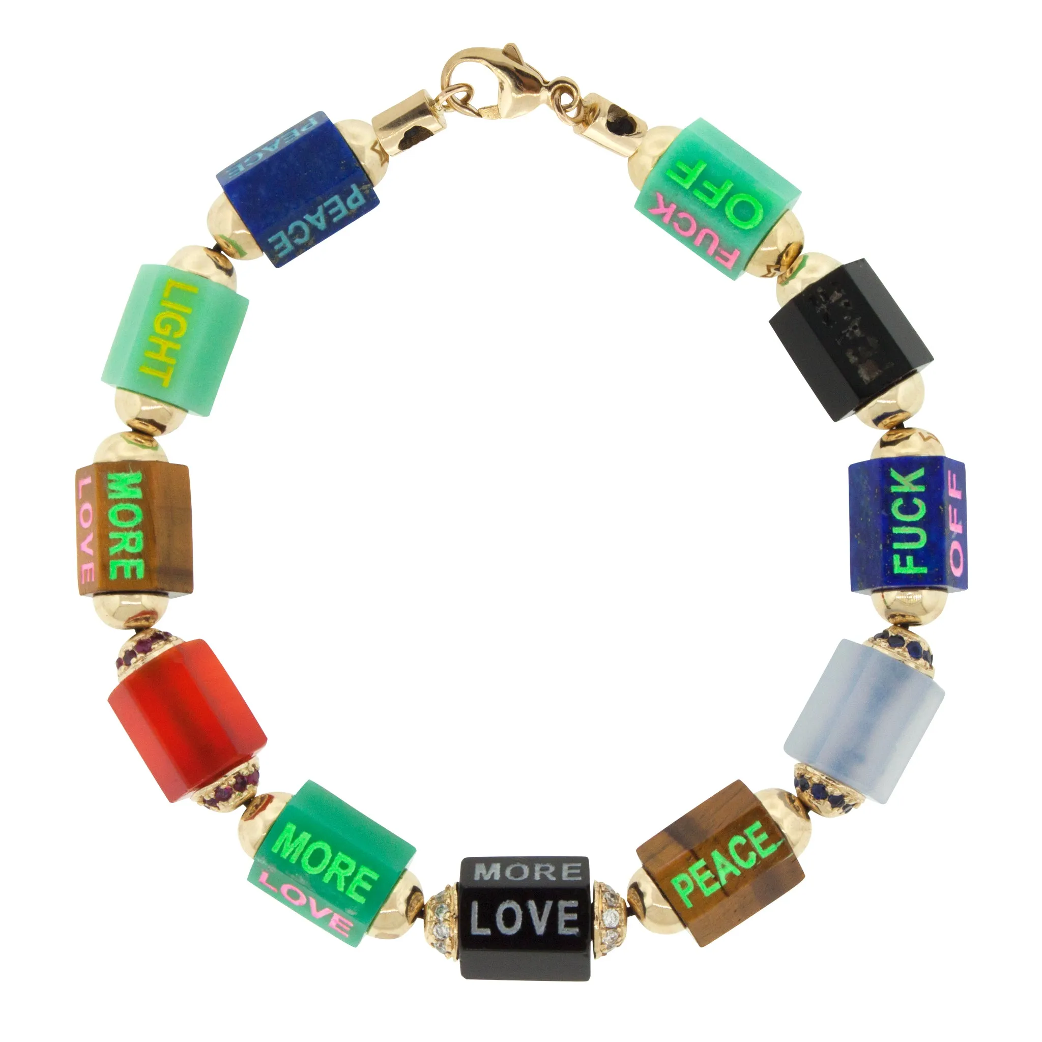 Multi-Hexagon Enameled Bolt Bead Bracelet with Clasp