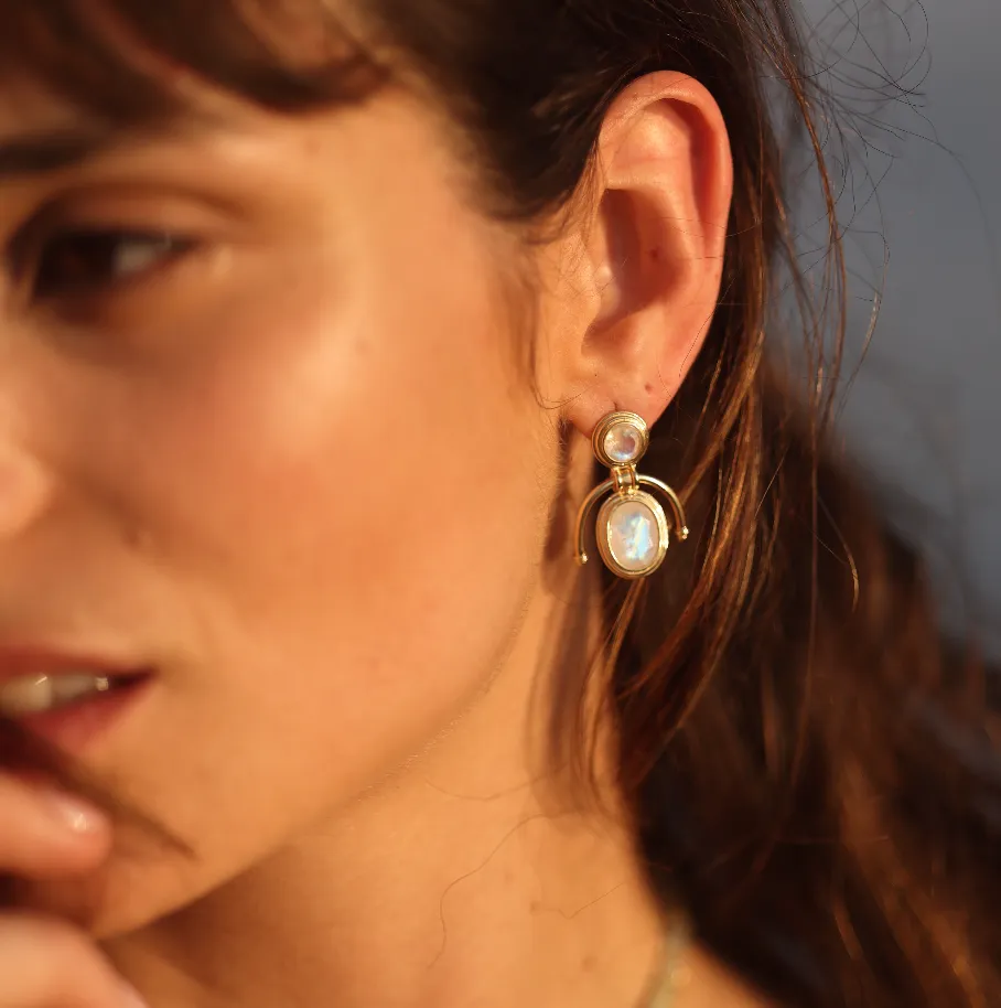 Muse Moonstone Gold Earrings