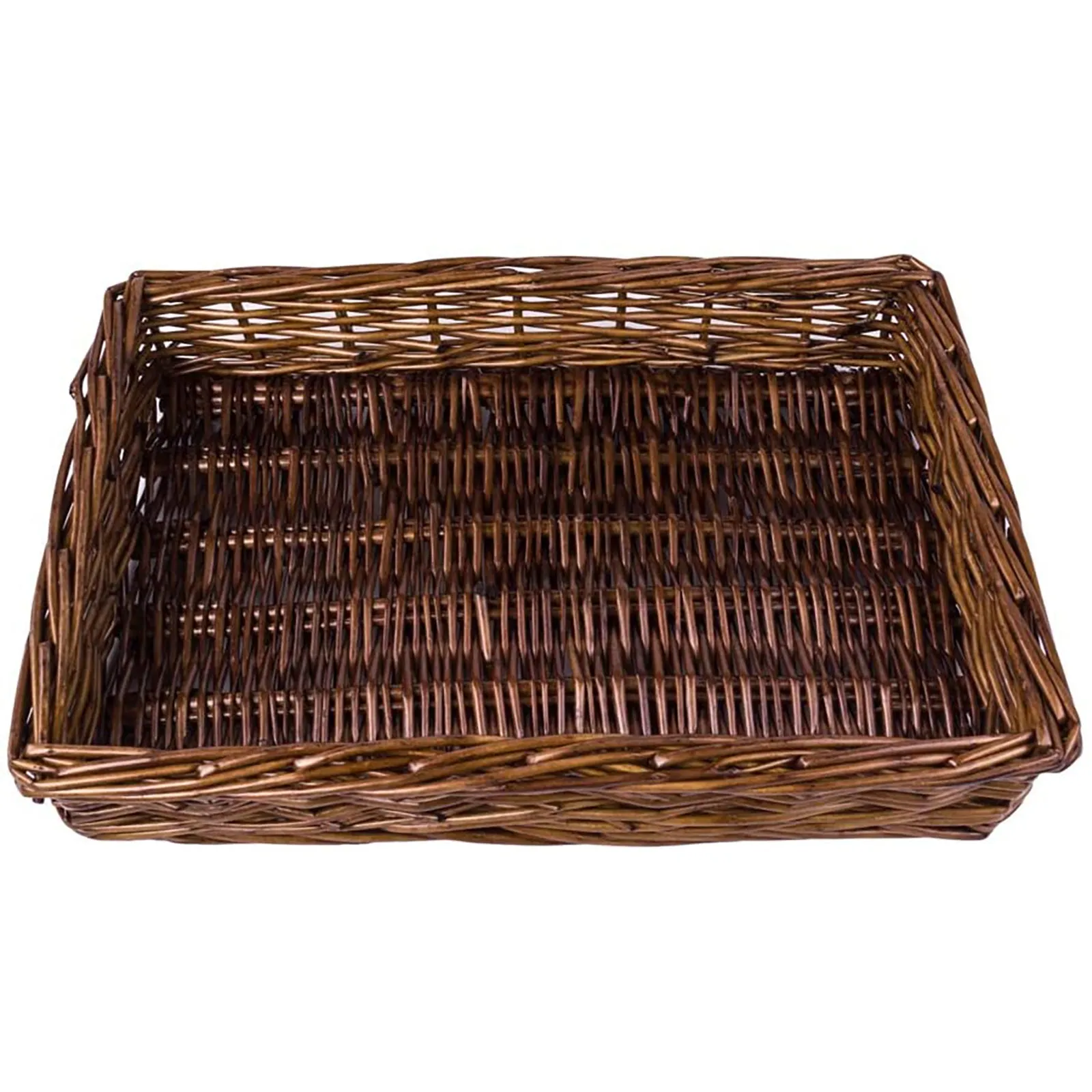 Natural White Willow Snack Basket/File Tray Organizer in Dark Caramel Brown - 11.5 Inches