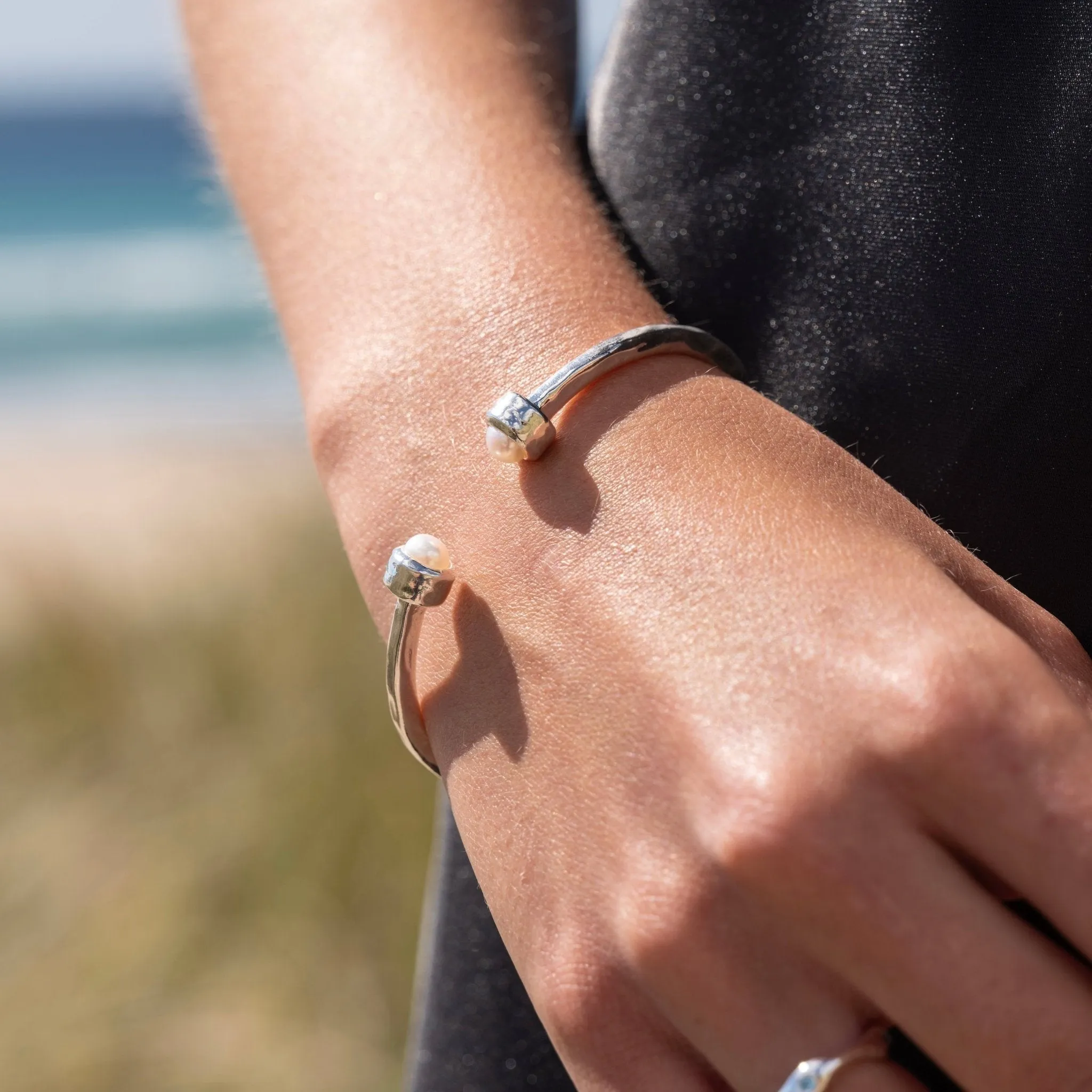 Ocean nomad pearl torque bangle