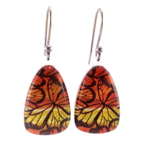 Orange Monarch Butterfly Earrings