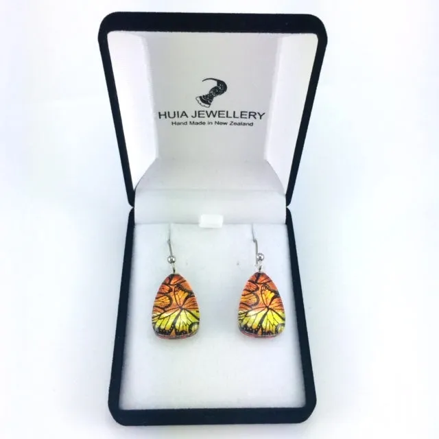 Orange Monarch Butterfly Earrings