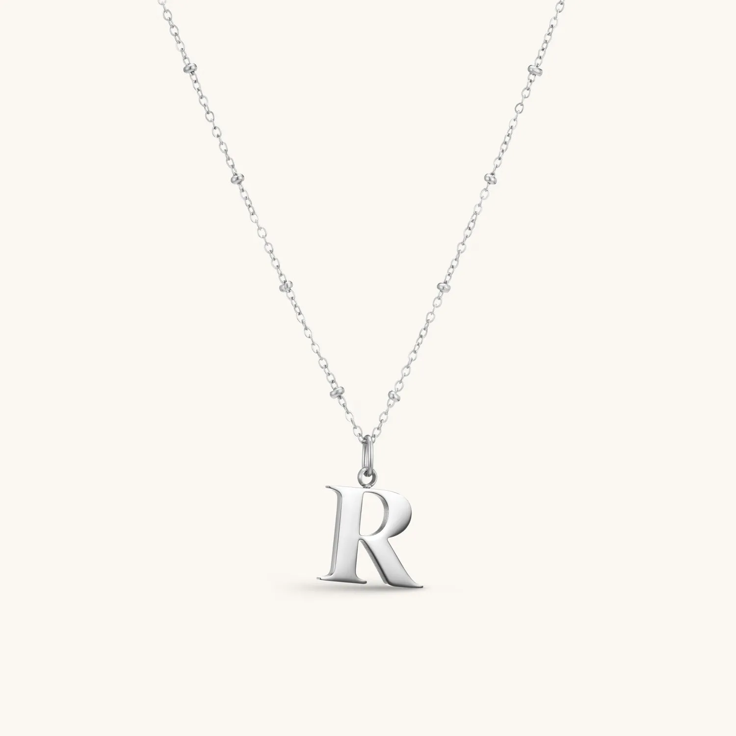 R Initial Pendant Necklace In Silver