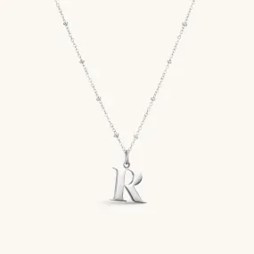 R Initial Pendant Necklace In Silver