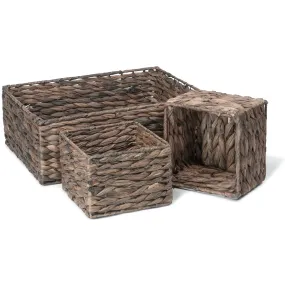 Red Co. Set of 3 Decorative Brown Hand Woven Willow Storage Baskets – 2 Square and 1 Rectangular