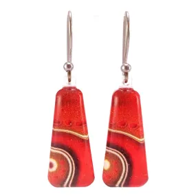 Red Long Dot Wave Earrings