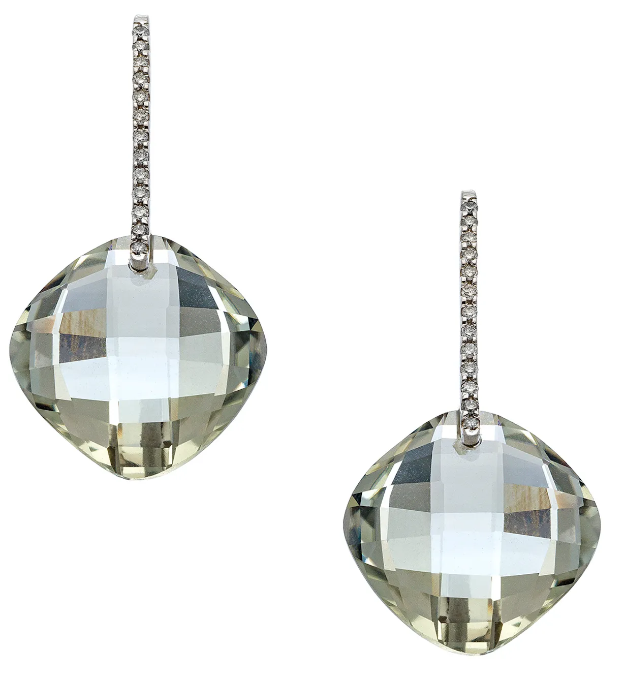 Reid Earrings Silver Green Amethyst LG Cushion