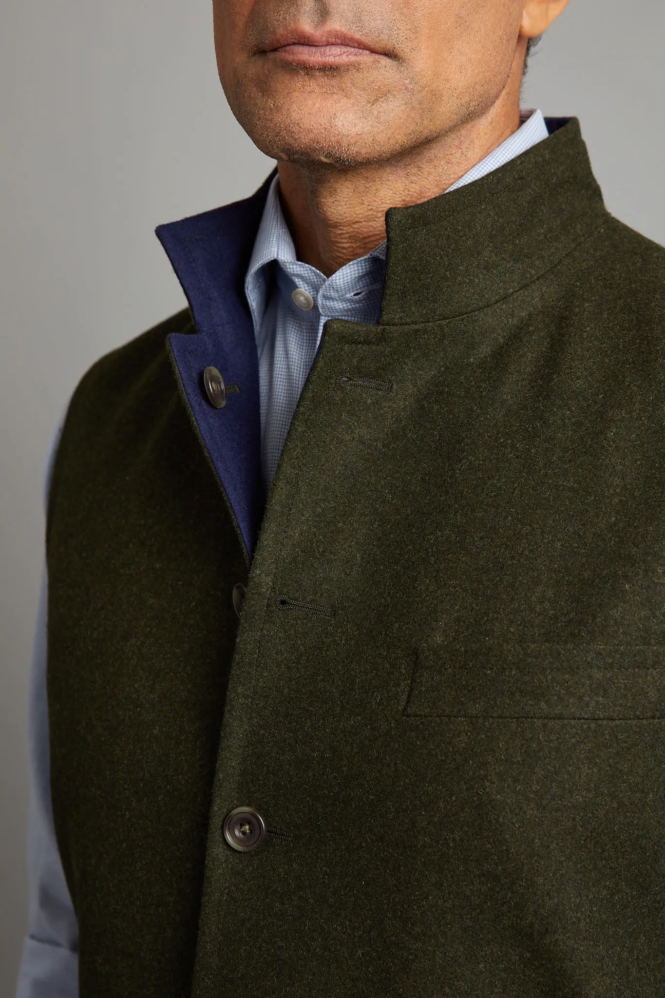 Reversible Gilet - Navy & Green Loden