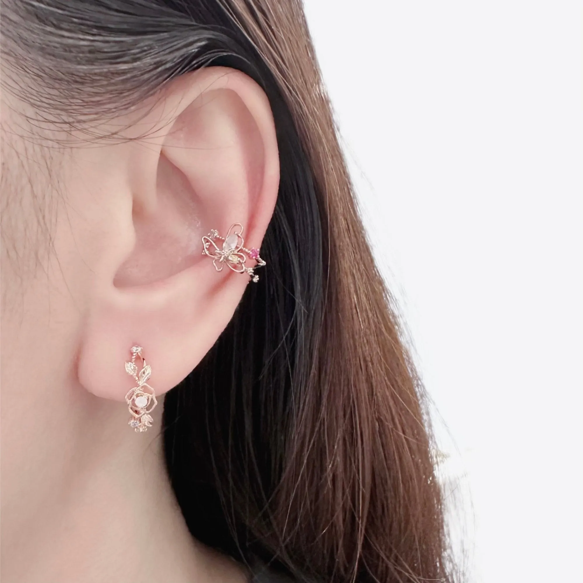 Rose Gold Butterbloom Ear Cuff