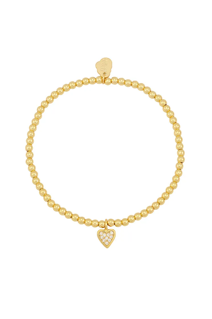 Sienna Beaded Pave Heart Bracelet