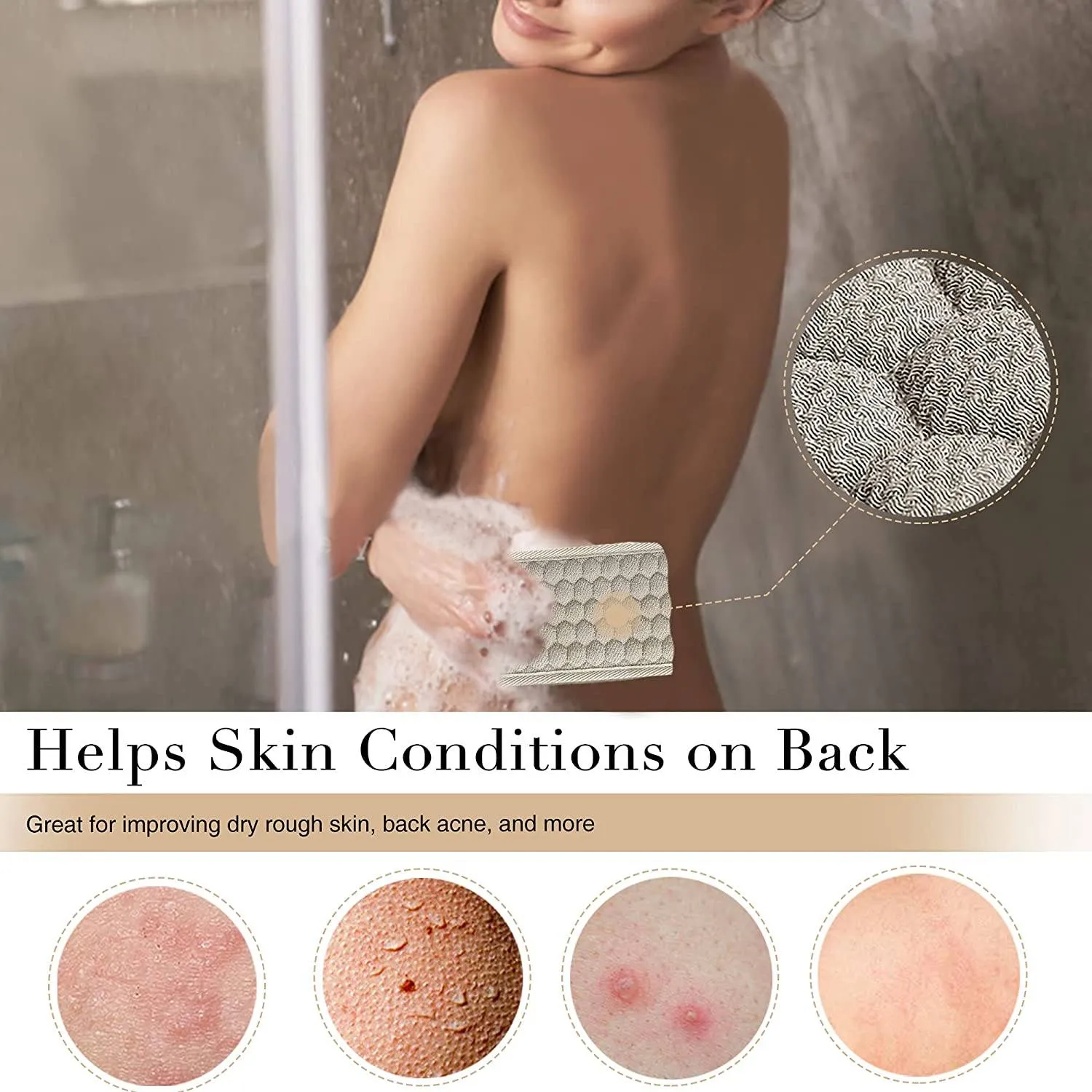 Suntee Exfoliating Back Scrubber and Exfoliating Sponge Pad