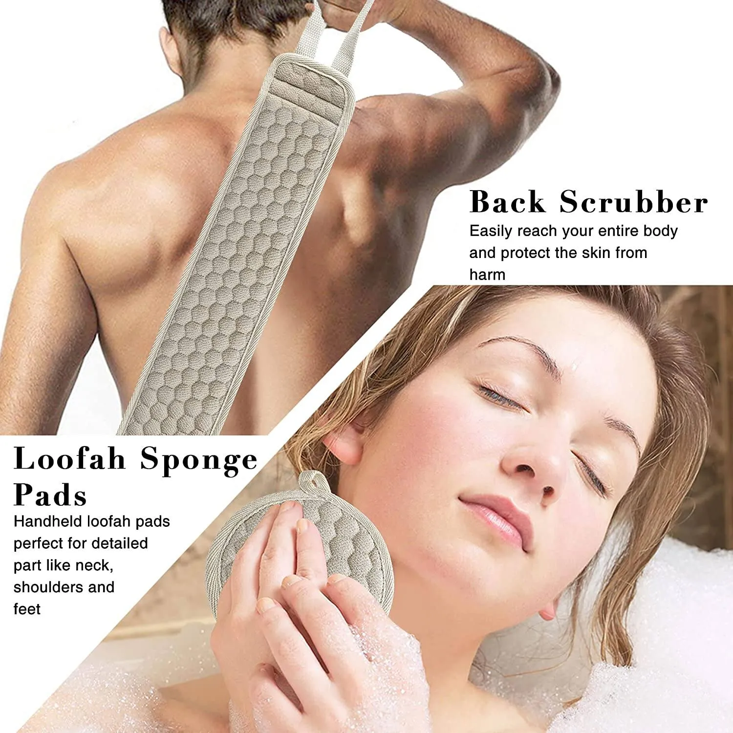 Suntee Exfoliating Back Scrubber and Exfoliating Sponge Pad