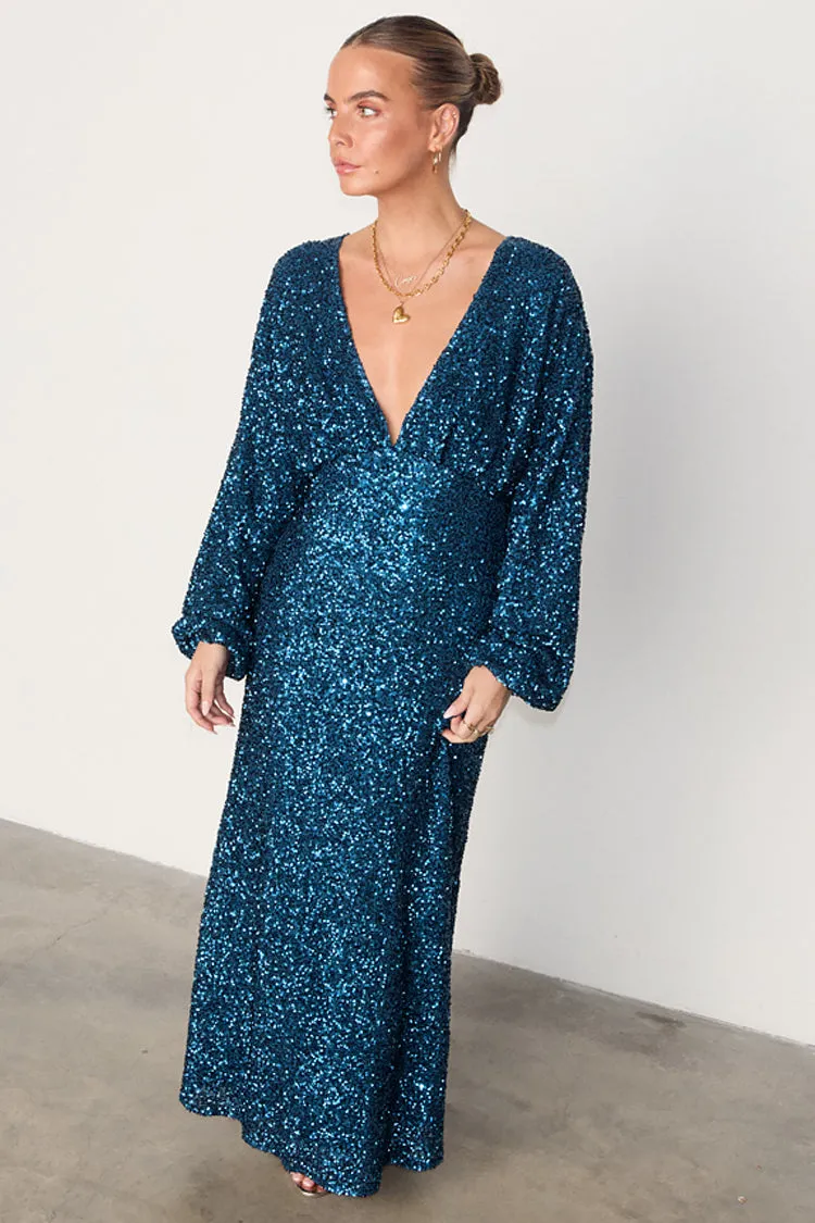 Teal Sequin Emma Dress