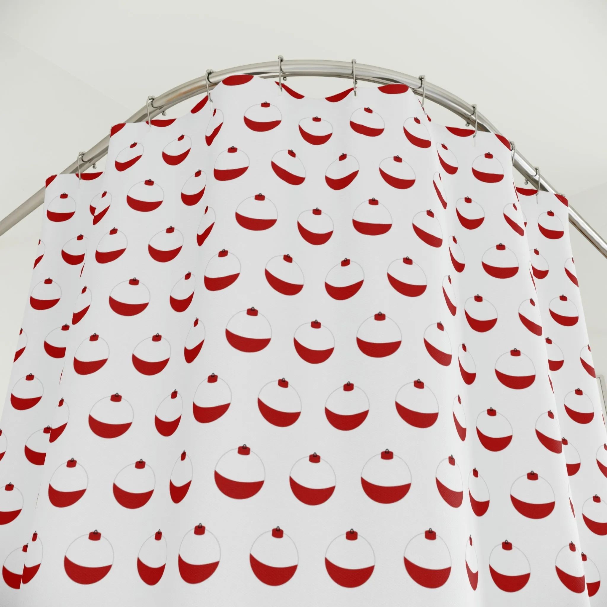 Traditional Red & White Bobber - Polyester Shower Curtain