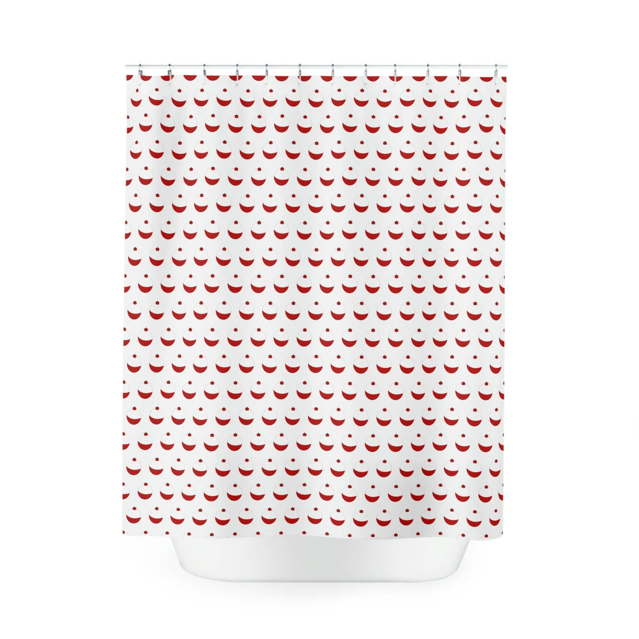 Traditional Red & White Bobber - Polyester Shower Curtain