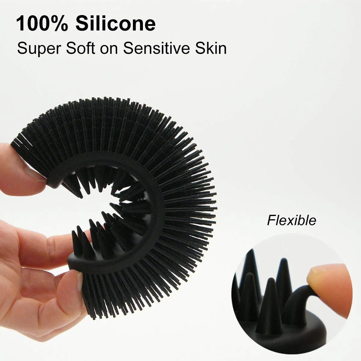 Upgrade Silicone Body Scrubber and Hair Shampoo Brush