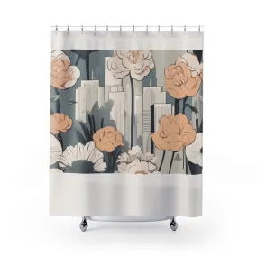 Urban Flowers, Shower Curtain, Cream accent color - 71" x 74"