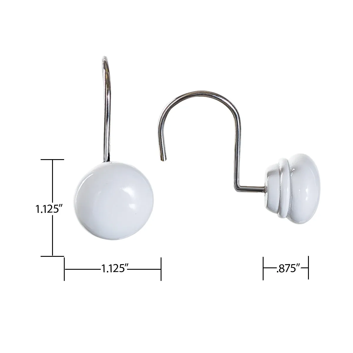 White 12 Shower Curtain Hooks (Wholesale)