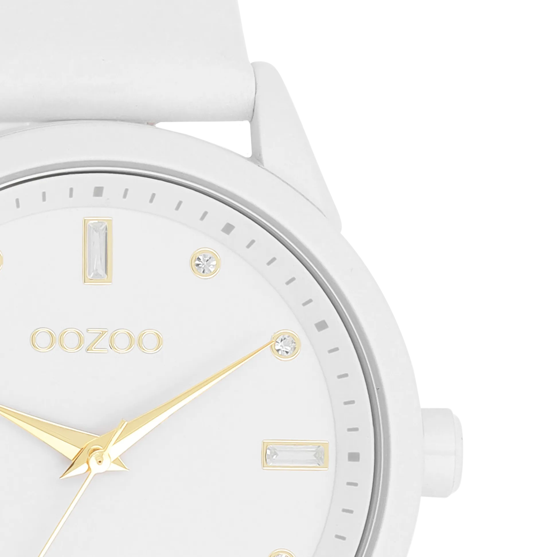 White OOZOO watch with white leather strap - C11354