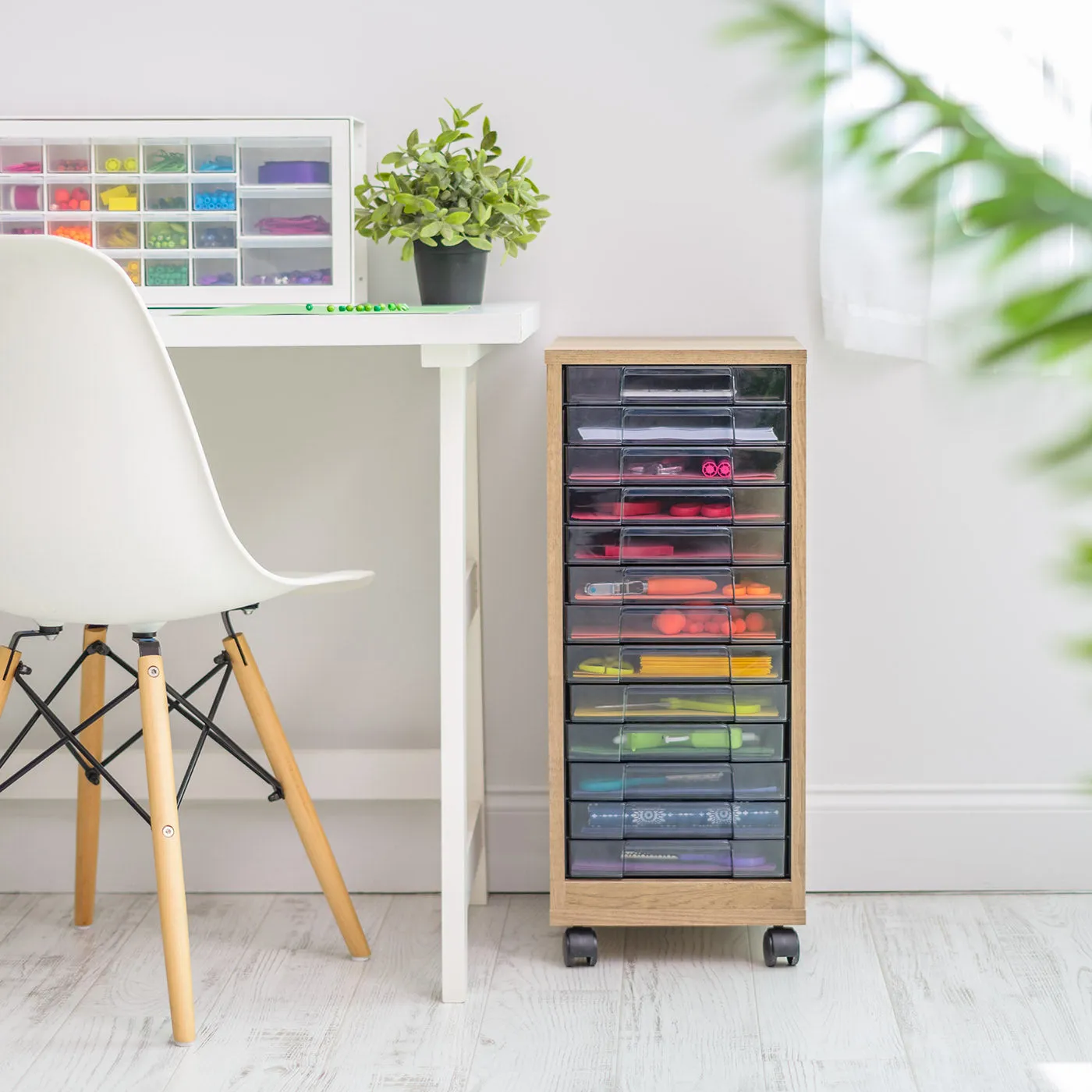 Wooden Floor Case  Desk Organizer, Multifunctional Storage, Office Supply Drawers Cart