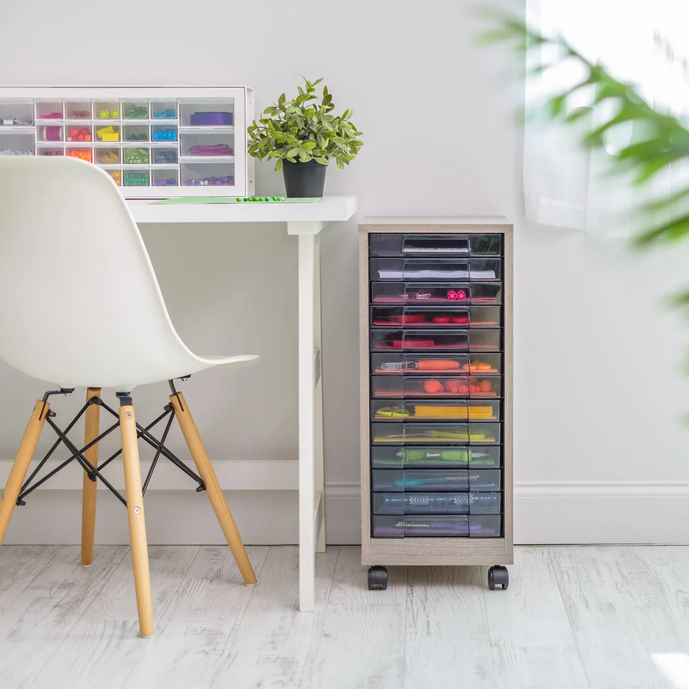 Wooden Floor Case  Desk Organizer, Multifunctional Storage, Office Supply Drawers Cart